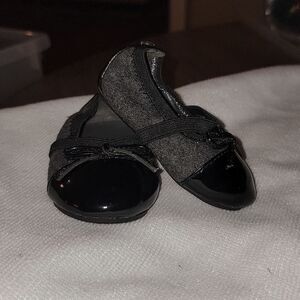 New Stuart Weitzman Legacy Black Patent & Gray Baby Shoes 3-6 Months Size 2